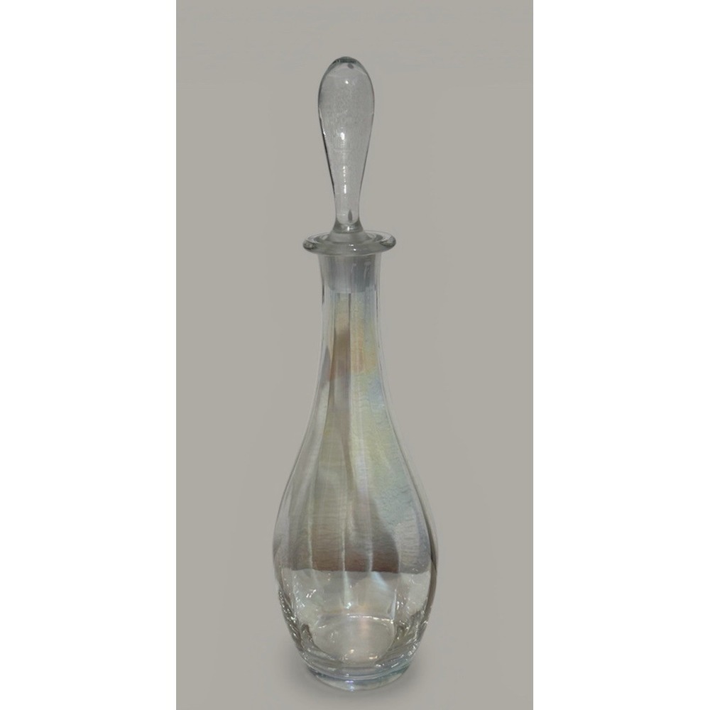 Vintage Toscany‎ Handblown  Iridescent Decanter Genie Bottle With Stopper 15"